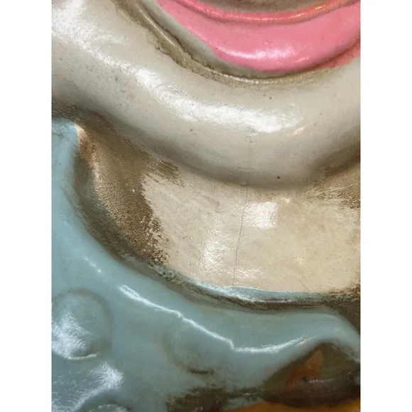 Vintage 1960's ENESCO-Japan Pair of Clown Wallhangings (Chalkware) E-8982 Stamp - Picture 8 of 8